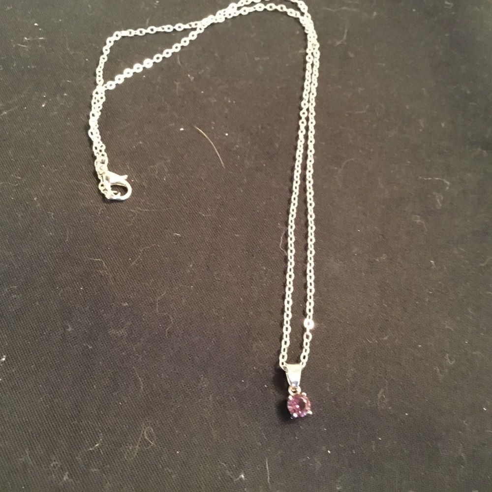 Pretty and Petite Amethyst Necklace Silvertone
